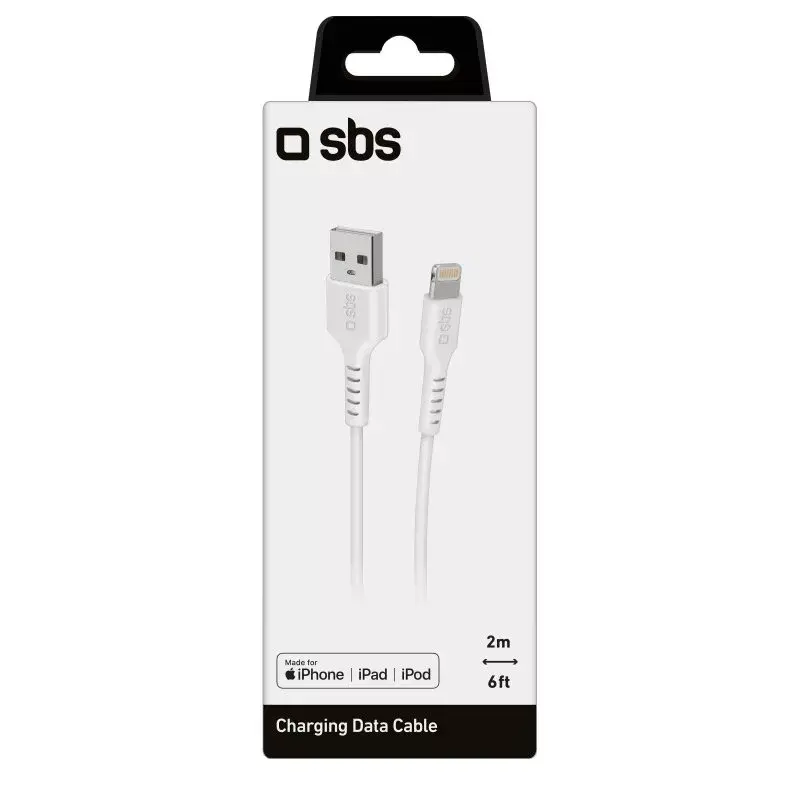 Lightning Cable SBS TECABLEUSBIP5289W 2m White USB A