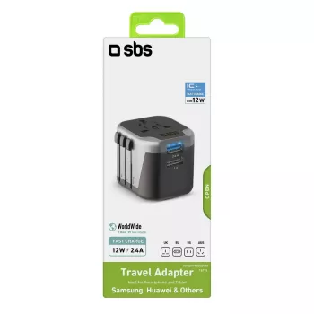 Mobile device charger SBS Mobile TEADAPT2USBUNI — black/silver, USB adapter