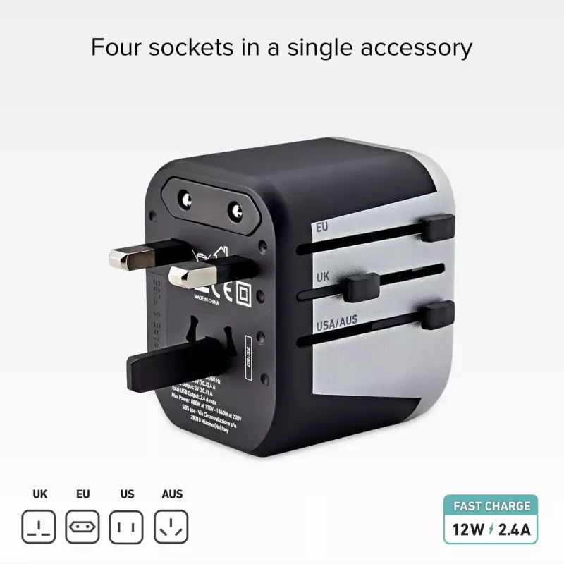Mobile device charger SBS Mobile TEADAPT2USBUNI — black/silver, USB adapter