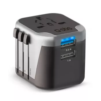 Mobile device charger SBS Mobile TEADAPT2USBUNI — black/silver, USB adapter