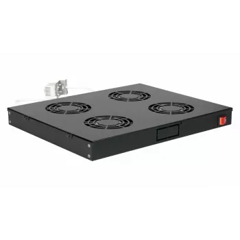 EQUIP EZF-4-B 19 inch 1U Rack Mount Cooling Fan Panel with 4 Fans, 240V, Black RAL9005