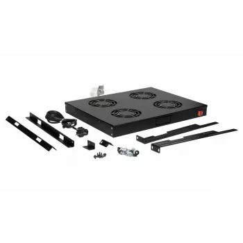 EQUIP EZF-4-B 19 inch 1U Rack Mount Cooling Fan Panel with 4 Fans, 240V, Black RAL9005