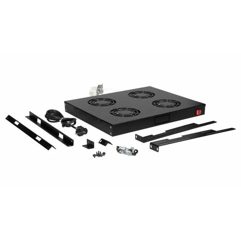 EQUIP EZF-4-B 19 inch 1U Rack Mount Cooling Fan Panel with 4 Fans, 240V, Black RAL9005
