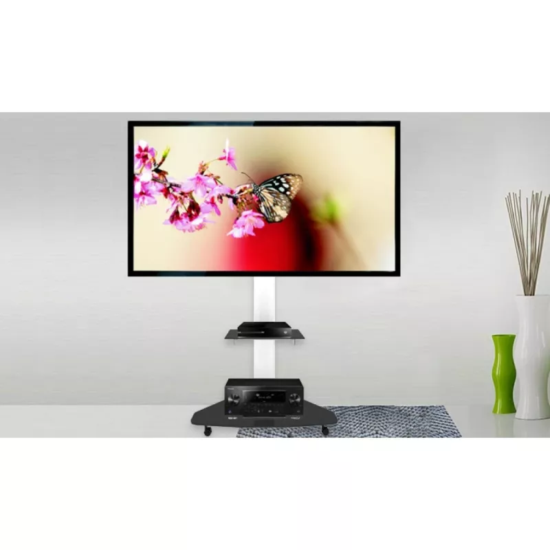 Techly Floor Support with Shelf Trolley TV LCD/LED/Plasma 37-70 inch White