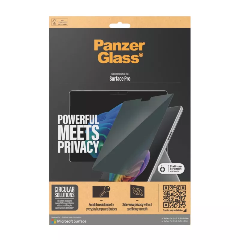 PanzerGlass ® Privacy Screen Protector Microsoft Surface Pro X | Pro 8 | Pro 9 | Pro 10 | Pro 11th Edition | Ultra-Wide Fit