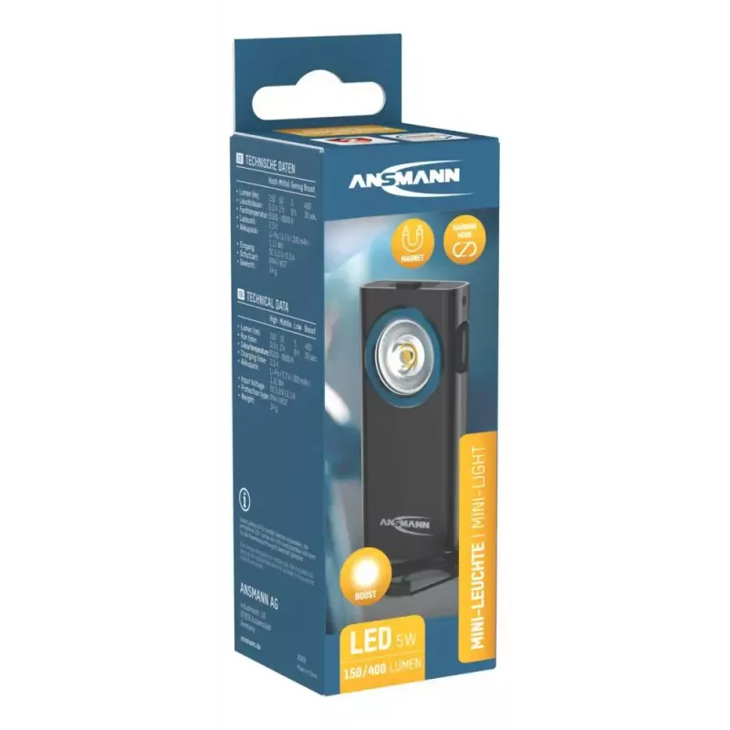 Keychain flashlight Ansmann ML400R Black LED 5W USB rechargeable