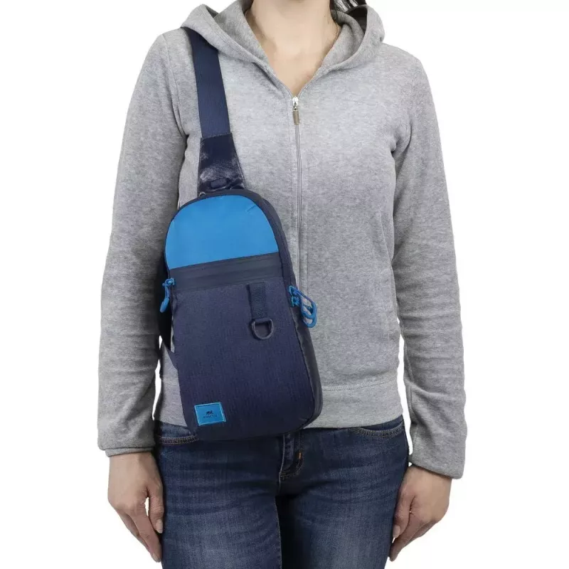 Sling case Rivacase Dijon 25.6 cm (10.1 inch) Blue Carrying handle Shoulder strap