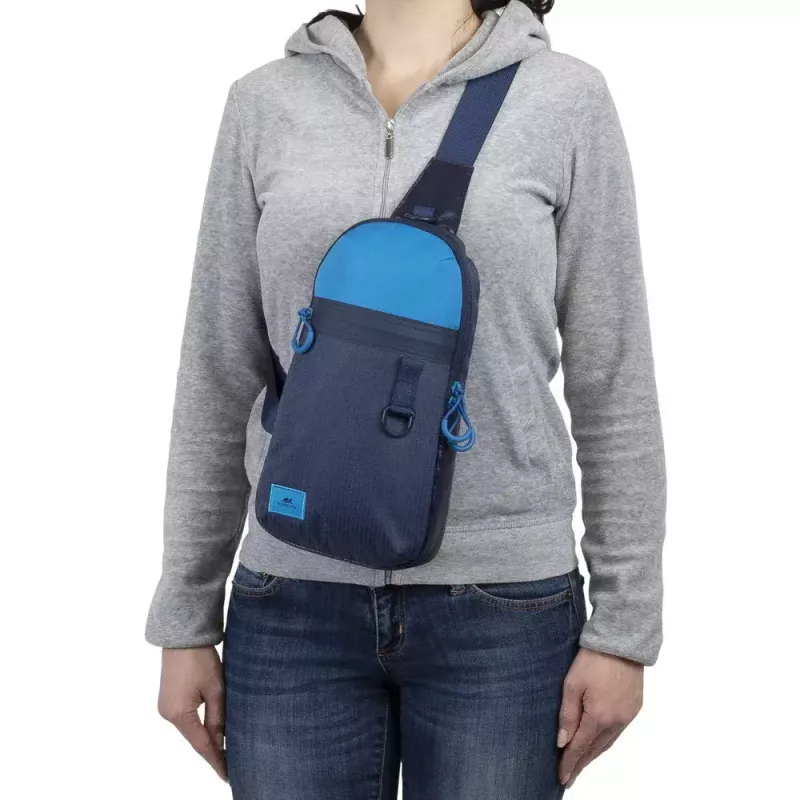 Sling case Rivacase Dijon 25.6 cm (10.1 inch) Blue Carrying handle Shoulder strap