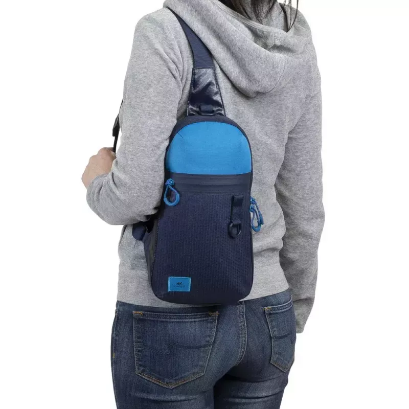 Sling case Rivacase Dijon 25.6 cm (10.1 inch) Blue Carrying handle Shoulder strap