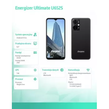 Smartphone Energizer U652SEU, 6.51 inch display, 64GB memory, black