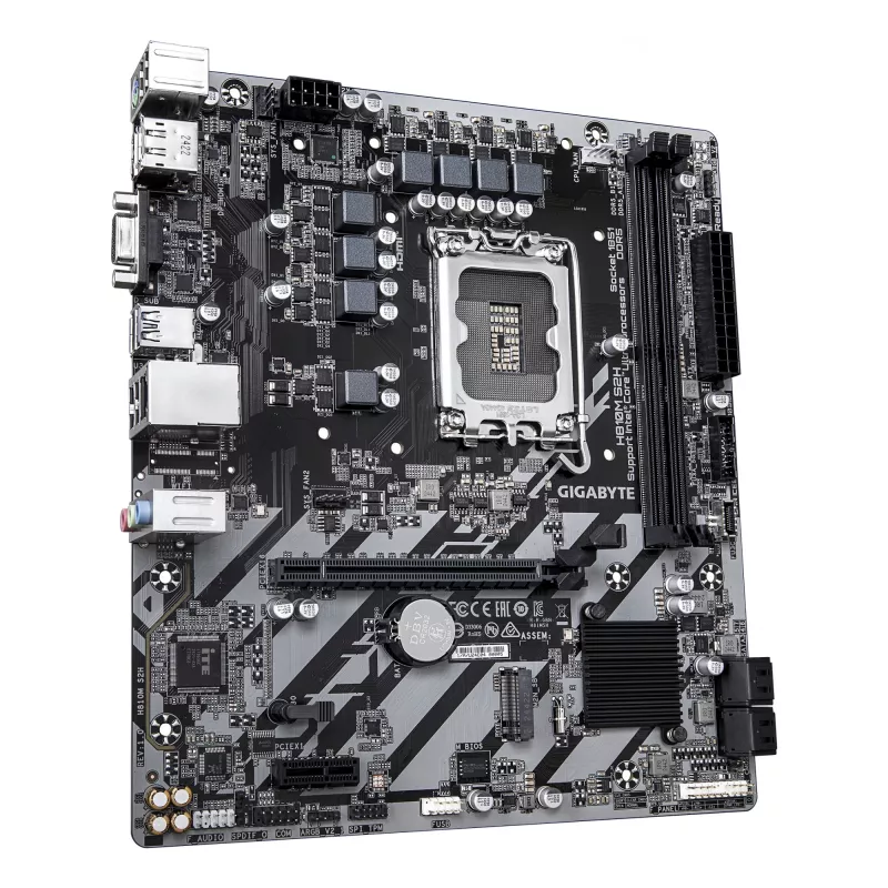 GIGABYTE H810M S2H Motherboard - Intel Core Ultra (Series 2) CPUs, 4+1+2 Phases VRM, up to 6400MHz DDR5, 1xPCIe 4.0 M.2, 1GbE LAN, USB 3.2 Gen 1