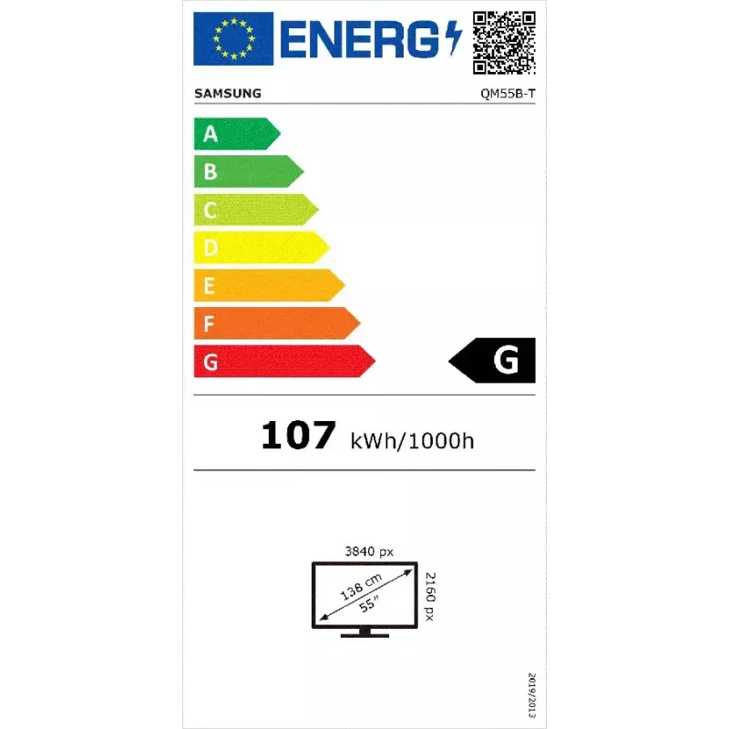 Digital signage flat panel Samsung QM55B-T 55 inch LCD 4K Ultra HD VA, 400 cd/m², Tizen 6.5, touchscreen