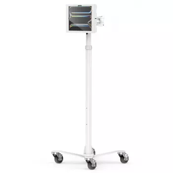 Rolling Cart Enclosure for iPad Pro 13 inch — ram mount Apex Rise Freedom Extended, White, fits M4 & M5, includes 4 keys