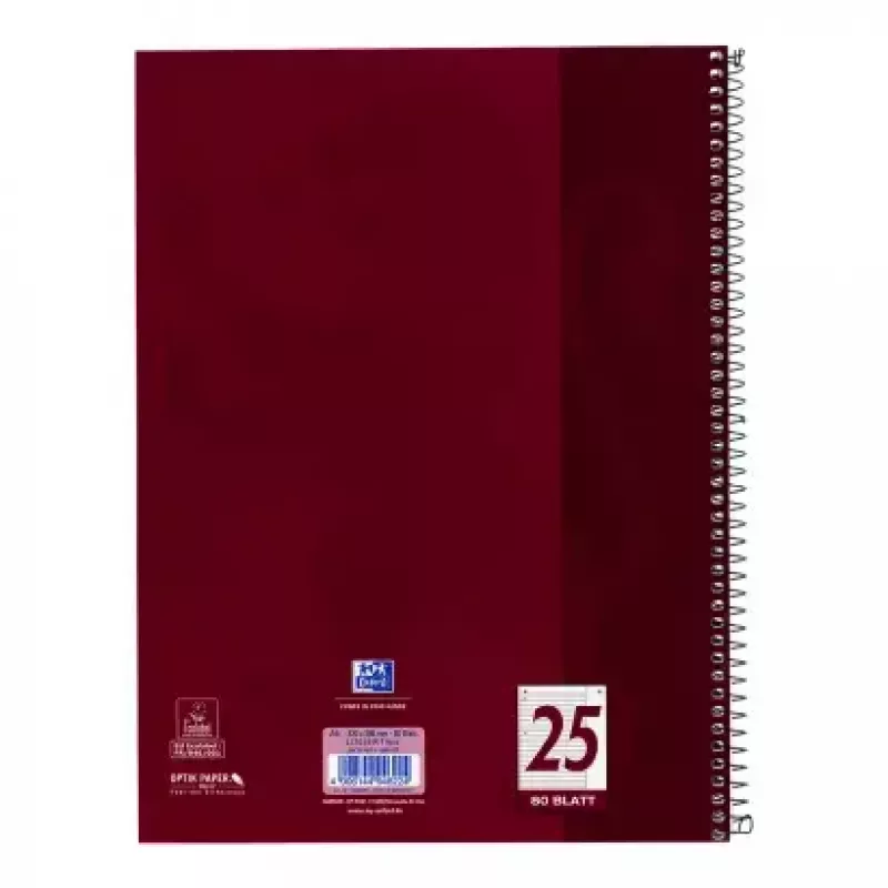 Writing Notebook Oxford 100050355 A4 80 Sheets Bordeaux