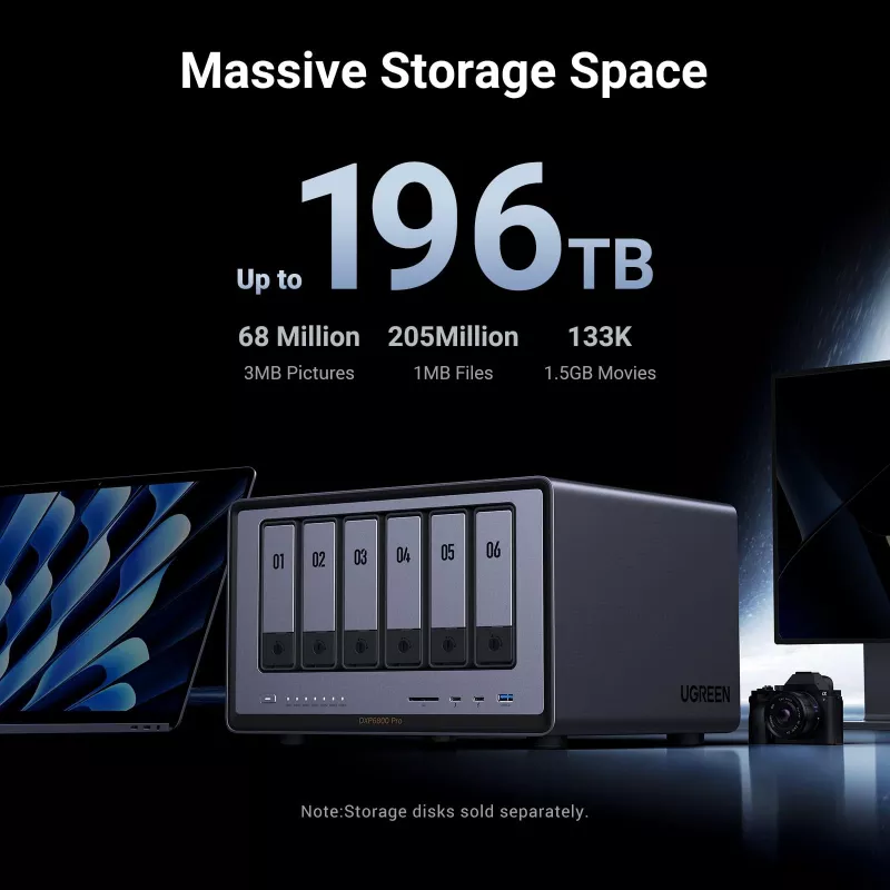 Ugreen DXP6800 Pro NAS Desktop Intel® Core™ i5 8 GB DDR5 Grey, Black
