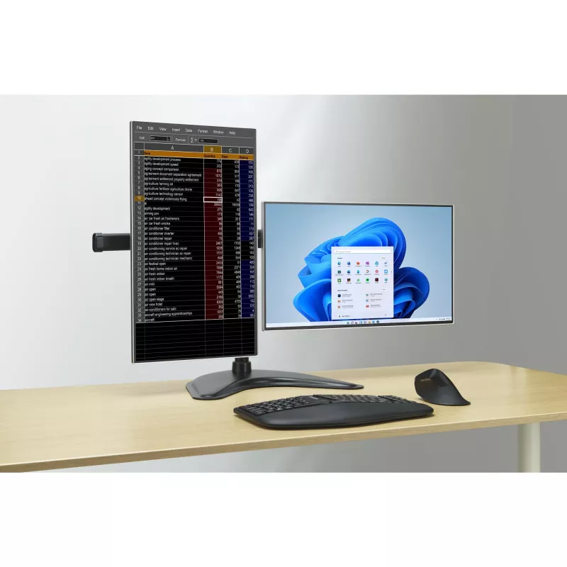 Kensington SmartFit Ergo Freestanding Dual Monitor Stand, Freestanding, 20 kg, 68.6 cm (27 inch), 100 x 100 mm, Height adjustment, Black