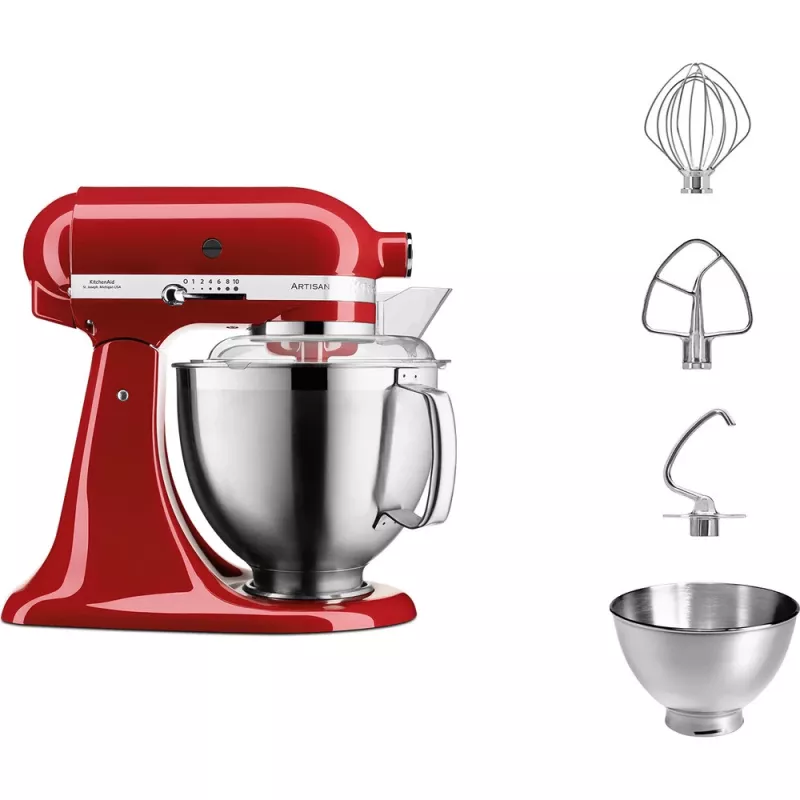 Food processor KITCHENAID Artisan 5KSM185PS, 4.8 L stainless-steel bowl, 300 W, 10 speeds, red