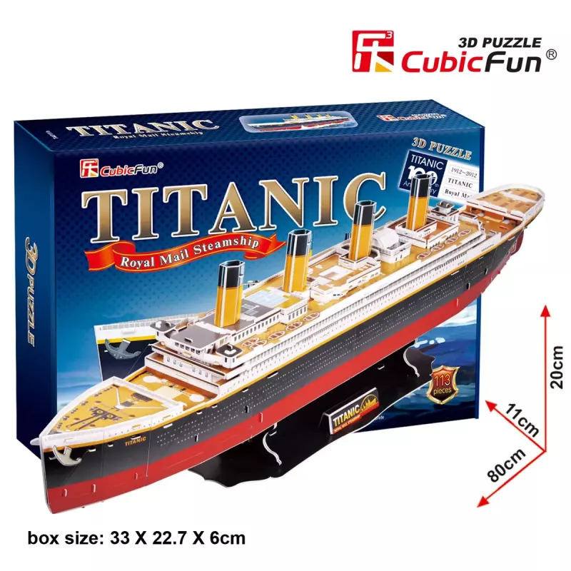 3D Puzzle Cubicfun Titanic Big T4011H — 1024 pieces, scale model ship