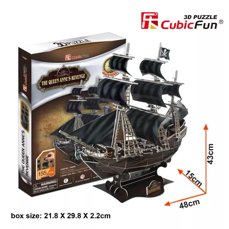 3D Puzzle CubicFun Pirate Ship 'Queen Anne's Revenge' Model T4005H, Cardboard Assembly