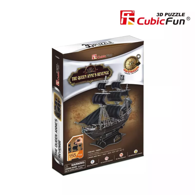 3D Puzzle CubicFun Pirate Ship 'Queen Anne's Revenge' Model T4005H, Cardboard Assembly