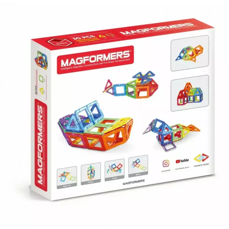 Magformers Magnetic Blocks Basic 30 pcs. set by MAGFORMERS — 30-piece magnetic construction toy