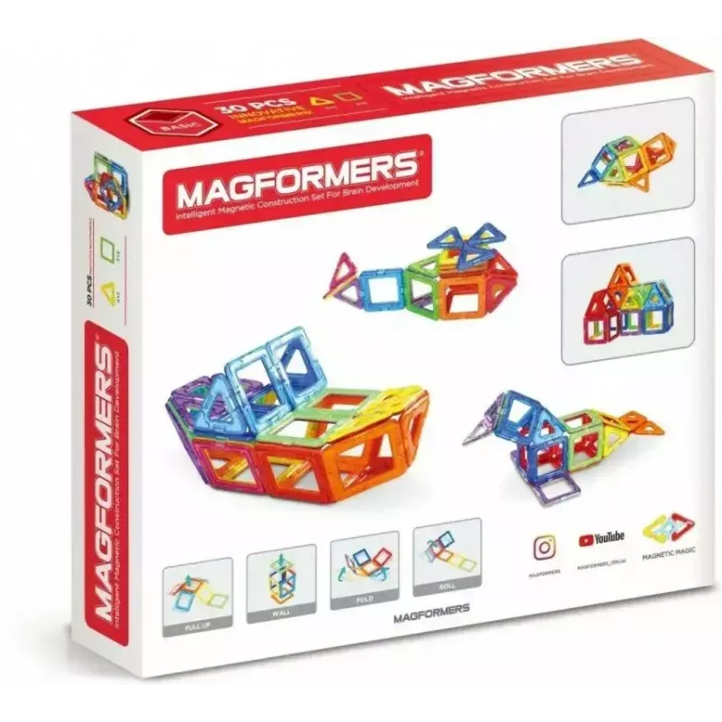 Magformers Magnetic Blocks Basic 30 pcs. set by MAGFORMERS — 30-piece magnetic construction toy