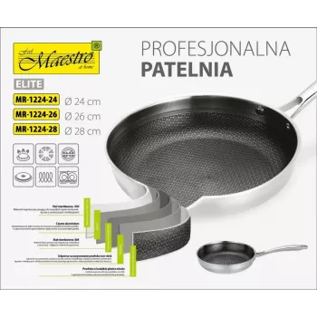 All-purpose frying pan Maestro MR-1224-28 28 cm, triple-layer stainless steel body, non-stick, induction-compatible