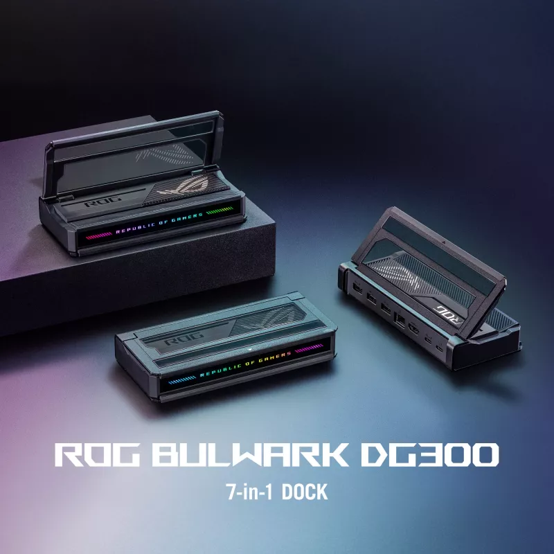 Docking station ASUS ROG Bulwark Dock 2025 DG300 USB Type-C, 1x RJ-45, 1x HDMI, black, 160×74×25.5 mm