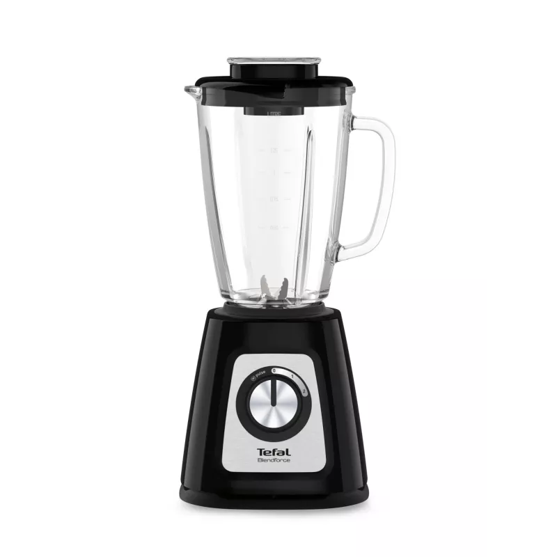 Tabletop blender Tefal BL4358 — 800 W, 1.25 L glass jar, ice crushing, black/brushed steel