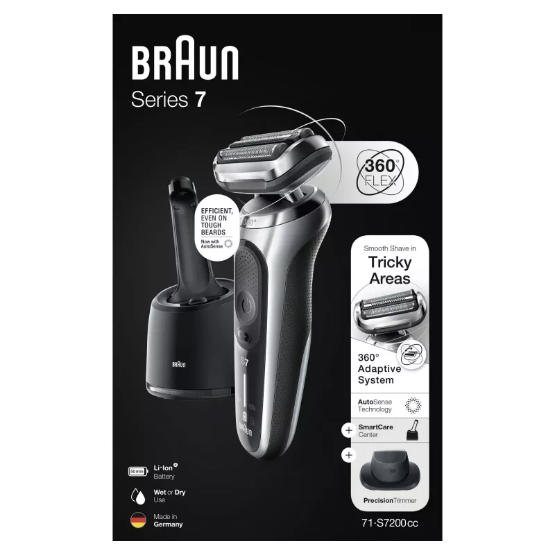 Foil shaver Braun Series 7 71-S7200c Black Silver Lithium-Ion 50 min