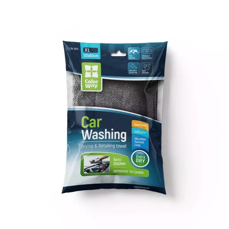 Microfiber cleaning cloth ColorWay CW-5612 Extra Dry — universal size for automotive and household use