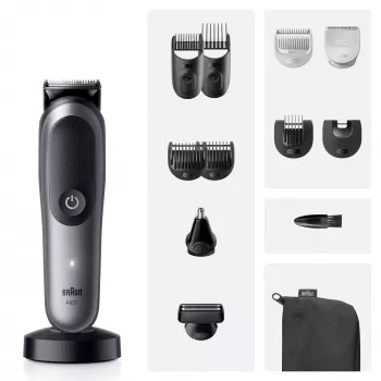Trimmer BRAUN 80789908 Dark Grey — 21 length steps, Lithium‑Ion, 120 min run time, AC/Battery