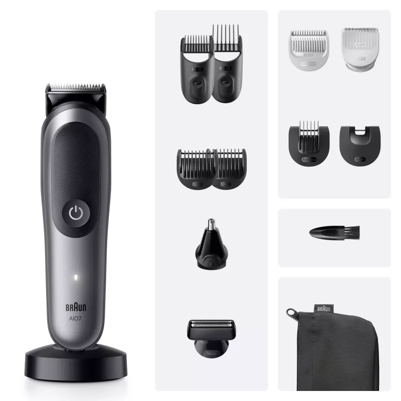 Trimmer BRAUN 80789908 Dark Grey — 21 length steps, Lithium‑Ion, 120 min run time, AC/Battery