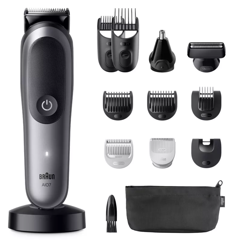 Trimmer BRAUN 80789908 Dark Grey — 21 length steps, Lithium‑Ion, 120 min run time, AC/Battery