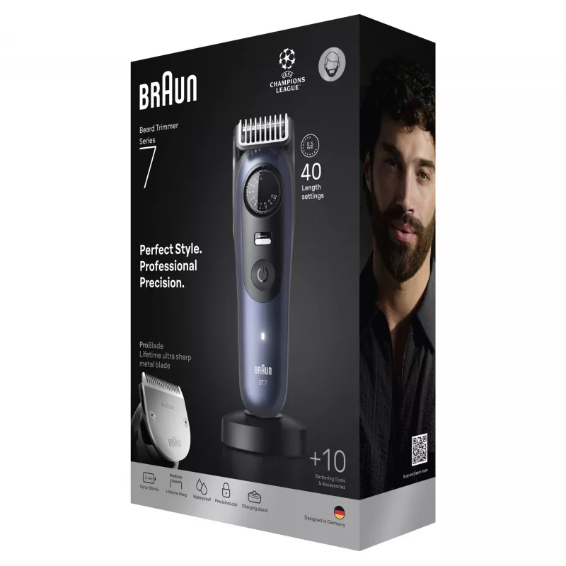 Beard Trimmer Braun BeardTrimmer 7 BT7540 0.5-20 mm Battery Black Blue