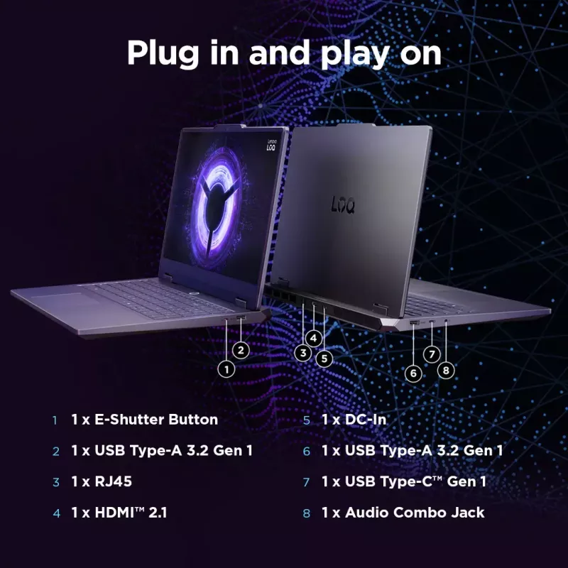 Laptop Lenovo LOQ 15IRX10 — 15.6 inch FHD IPS Anti‑glare, Intel Core i5‑13450HX, 16GB DDR5, 1TB SSD, NVIDIA GeForce RTX 5060 8GB, Windows 11 Home