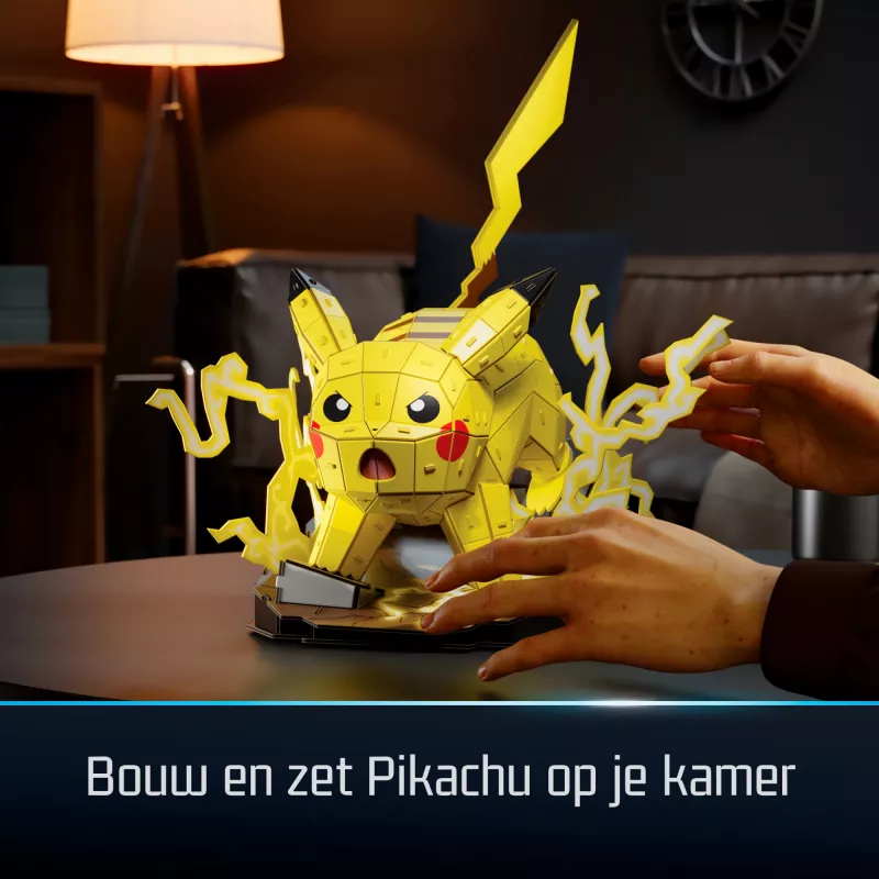 4D Build , Pokémon Pikachu 3D Model Kit, Pokémon Figure, Kanto First Partner Collection, Desk Décor, 201 Pieces, for Ages 12 & Up