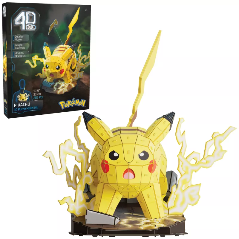 4D Build , Pokémon Pikachu 3D Model Kit, Pokémon Figure, Kanto First Partner Collection, Desk Décor, 201 Pieces, for Ages 12 & Up