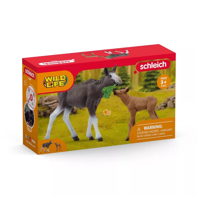 Figure set Schleich WILD LIFE Moose Family — realistic animal figurines, 3+ years, multicolour