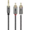 Audio cable Goobay 65285 3.5mm male to 2×RCA male, 1 m, copper, gold-plated contacts, magnetically shielded (black/silver)