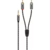 Audio cable Goobay 65285 3.5mm male to 2×RCA male, 1 m, copper, gold-plated contacts, magnetically shielded (black/silver)