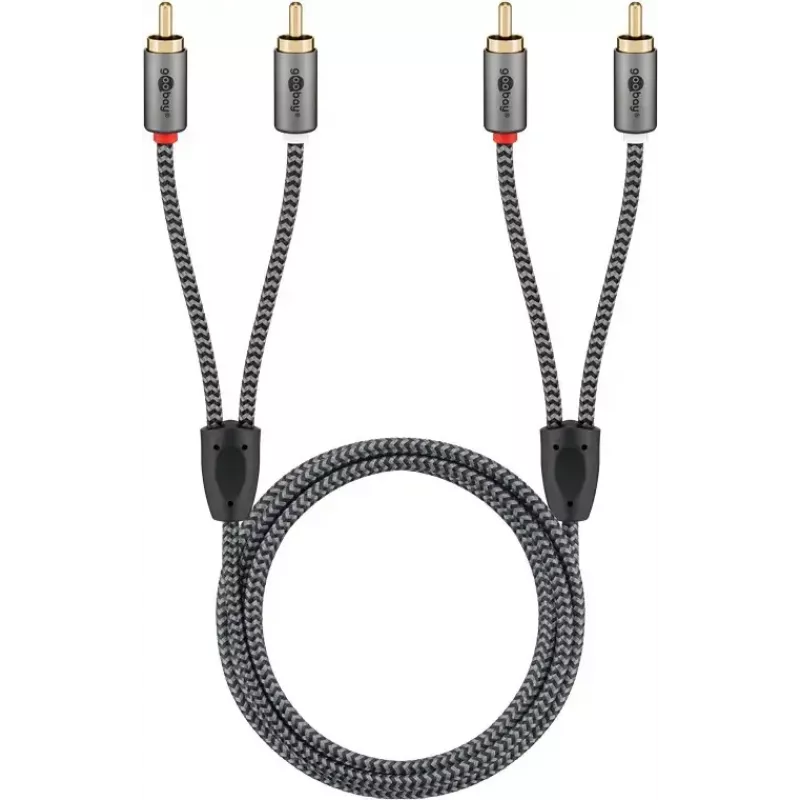 Audio cable WENTRONIC Goobay 65292 — 2×RCA male to 2×RCA male, 1 m, copper, gold-plated, magnetically shielded