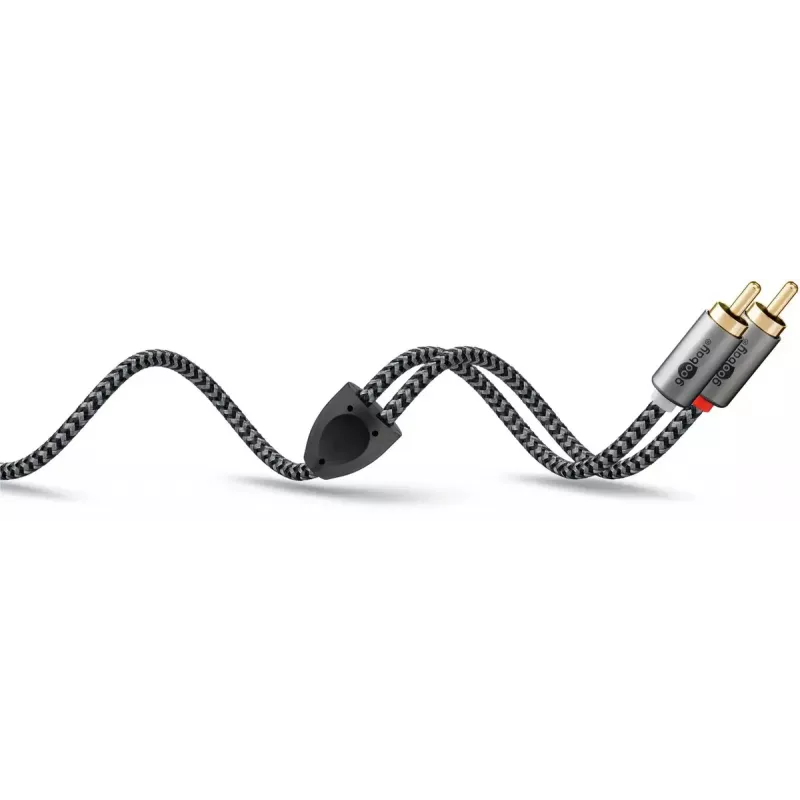 Audio cable WENTRONIC Goobay 65292 — 2×RCA male to 2×RCA male, 1 m, copper, gold-plated, magnetically shielded