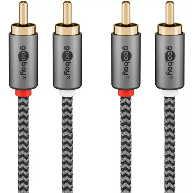 Audio cable WENTRONIC Goobay 65292 — 2×RCA male to 2×RCA male, 1 m, copper, gold-plated, magnetically shielded