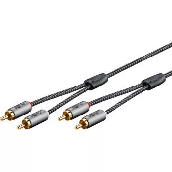 Audio cable WENTRONIC Goobay 65292 — 2×RCA male to 2×RCA male, 1 m, copper, gold-plated, magnetically shielded