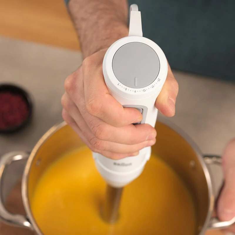 Immersion blender BRAUN MultiQuick 5 MQ 50001 M — 1000 W, stainless steel shaft, 0.6 L beaker, grey/white