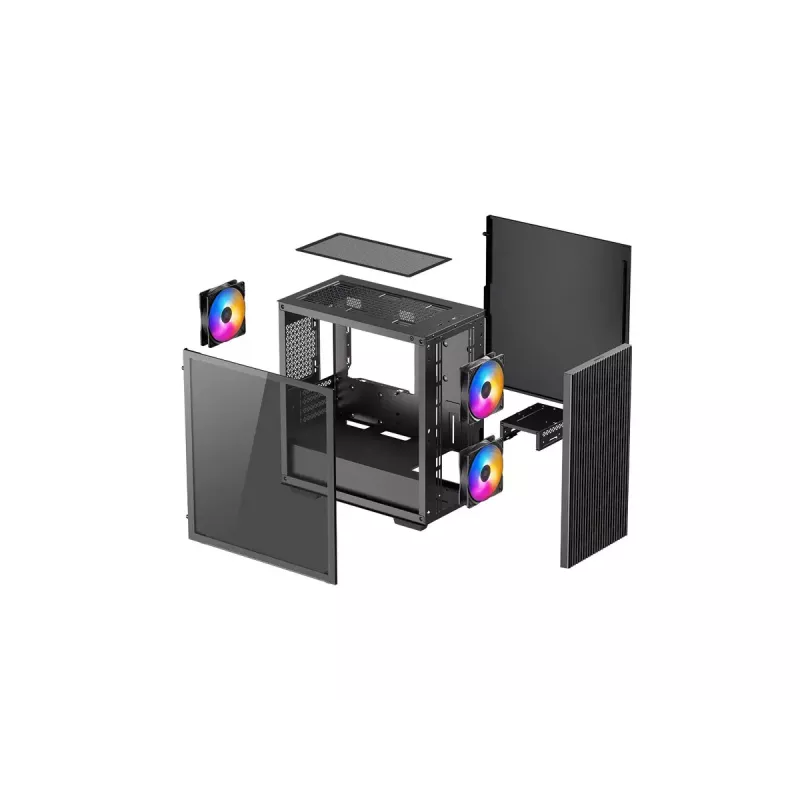 PC Case DeepCool MATREXX 40 3FS Micro Tower — Micro ATX/Mini-ITX, tempered glass, 3x140/2x120 fan support, GPU up to 320 mm, 2x3.5 inch + 2x2.5 inch, black