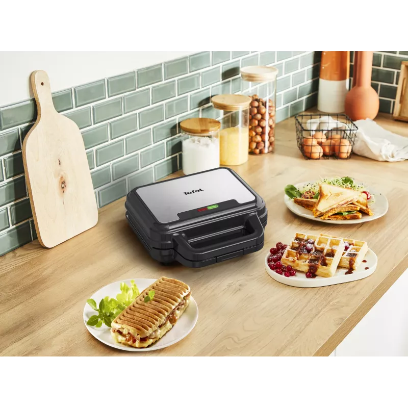 Tefal SW383D10 sandwich maker 700 W Black, Stainless steel