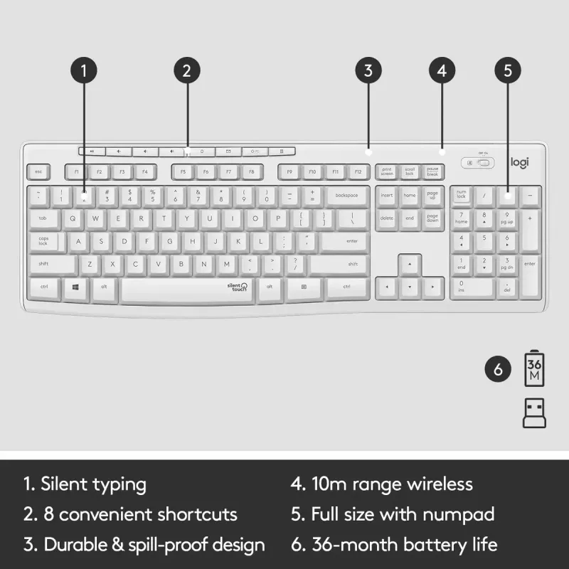 Wireless Keyboard and Mouse Combo Logitech MK295 Silent