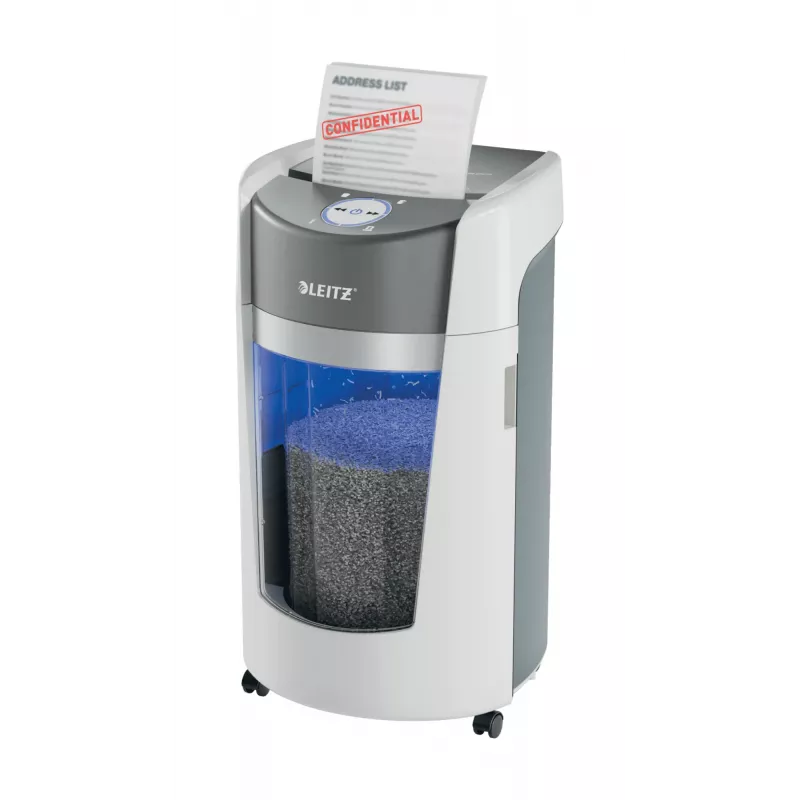 Leitz IQ OptiMax Office Micro Cut Paper Shredder Security P5 35L - White